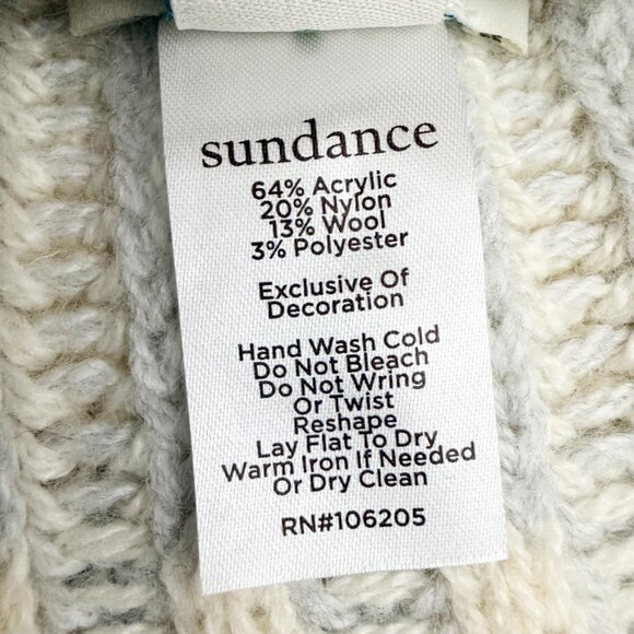 Sundance Mathilda Beanie Faux Fur Pom-Pom Women\'s OS Ivory Grey Wool Blend Knit main image 6